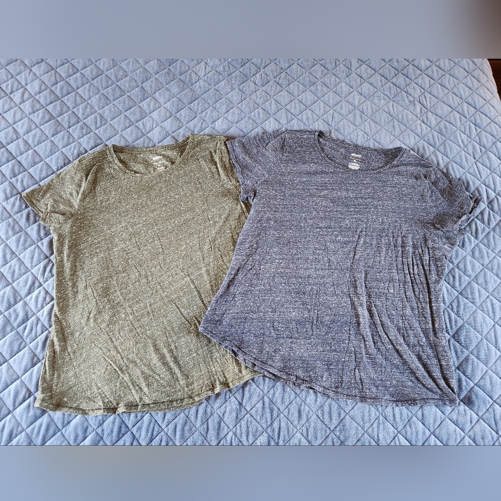 Womens Sonoma Casual Short Sleeve T-Shirts - Olive and Blue Pair Sz XL